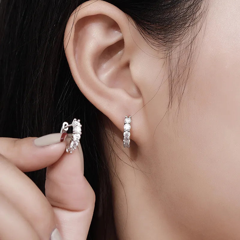925 Silver Moissanite Huggie Earrings