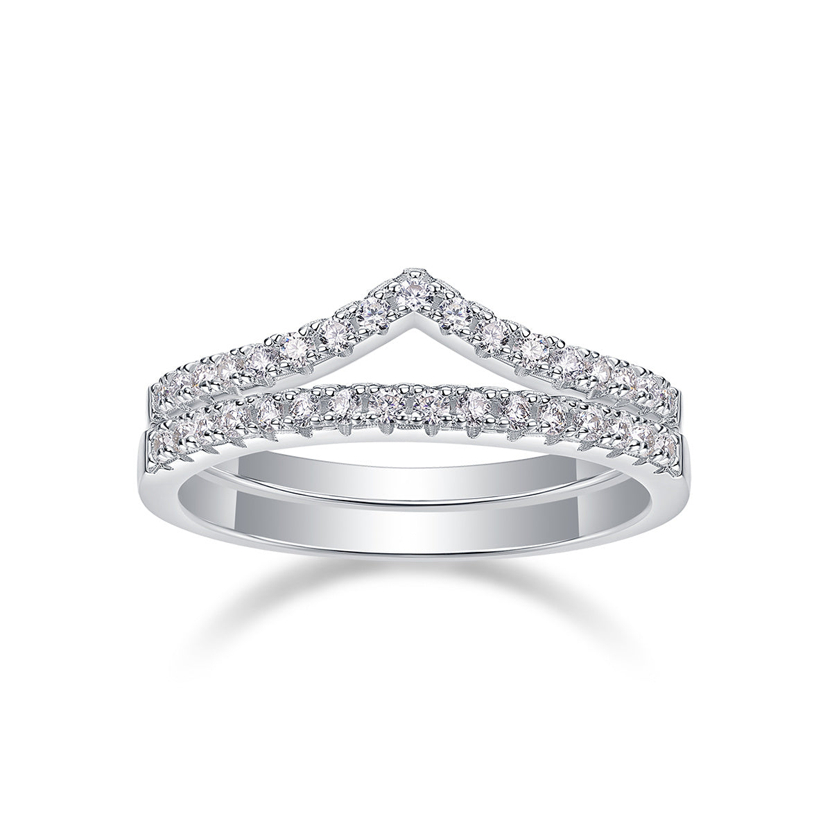 VVS1 Moissanite Ring Set – 925 Sterling Silver, Dainty Pavé Style