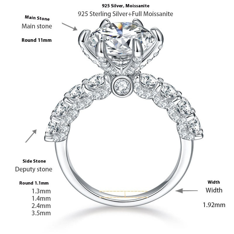 925 Silver 5 Carat VVS1 Moissanite Engagement Ring