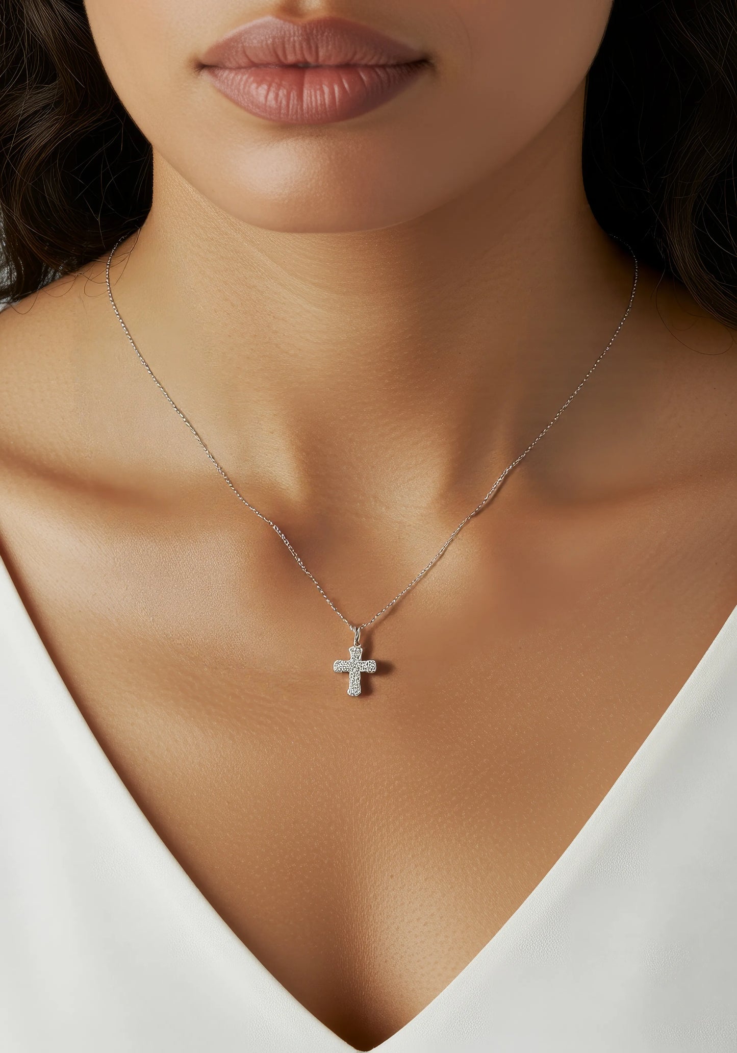 925 Silver Cross Moissanite Necklace