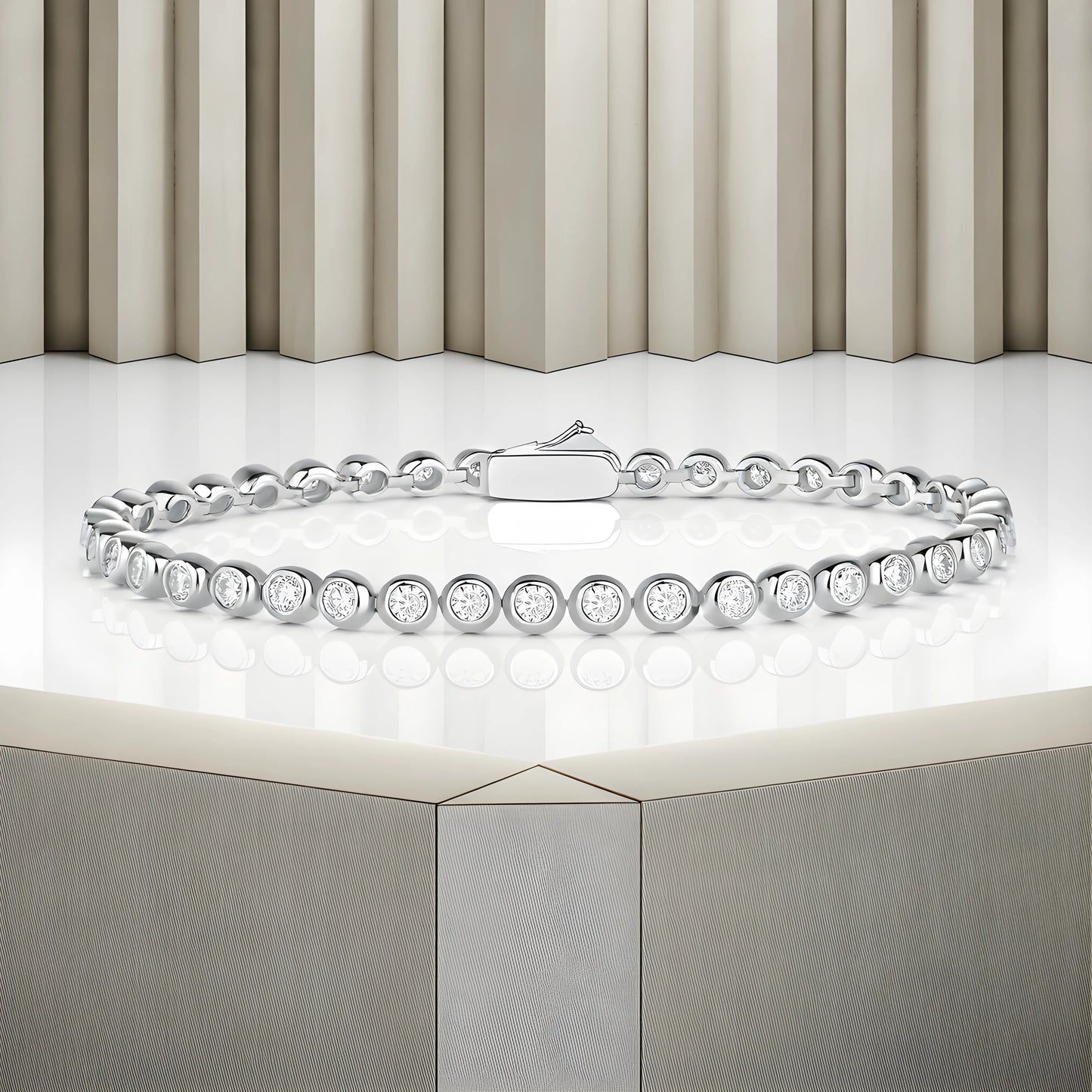 VVS1 Moissanite Galaxy Dream Bezel Bracelet set in 925 Sterling Silver
