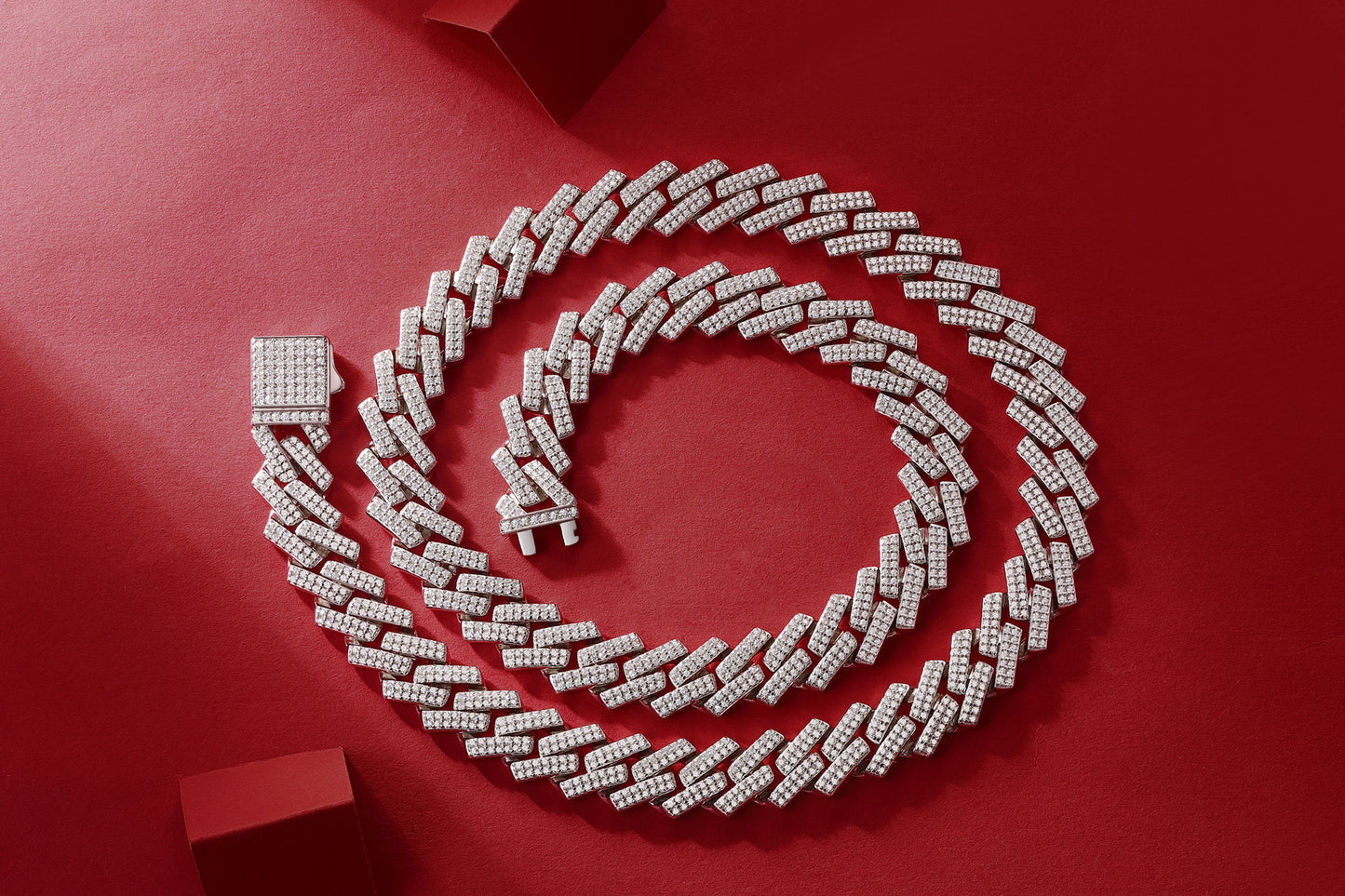 VVS1 Moissanite Cuban Link Chain in 925 Sterling Silver