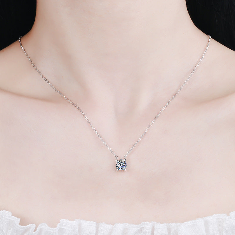 925 Sterling Silver Bull Head Moissanite Necklace