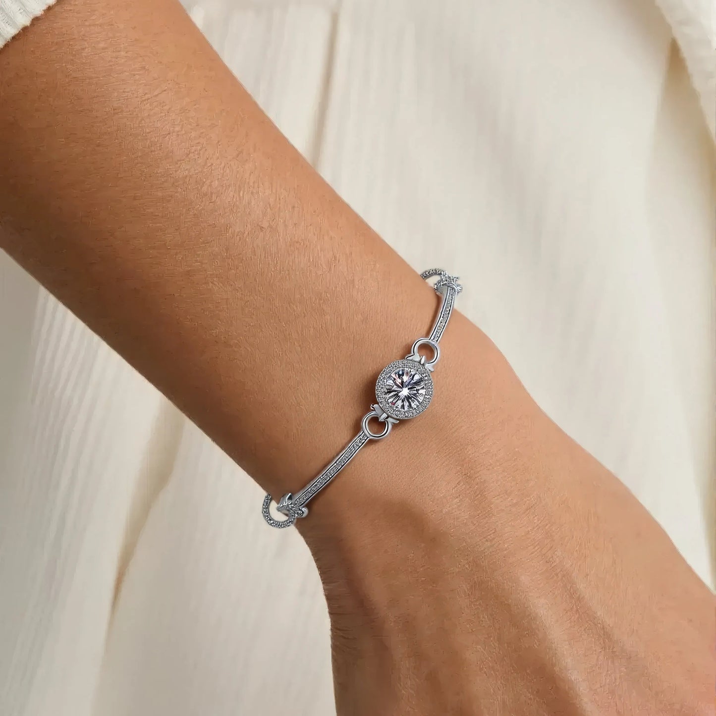 925 Sterling Silver Moissanite Adjustable Bracelet