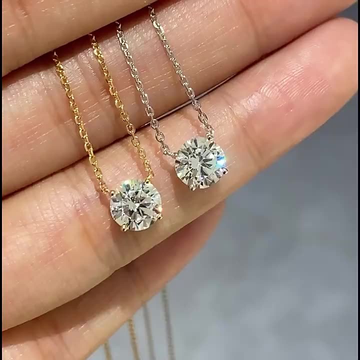 925 Silver Moissanite Necklace Clavicle Chain
