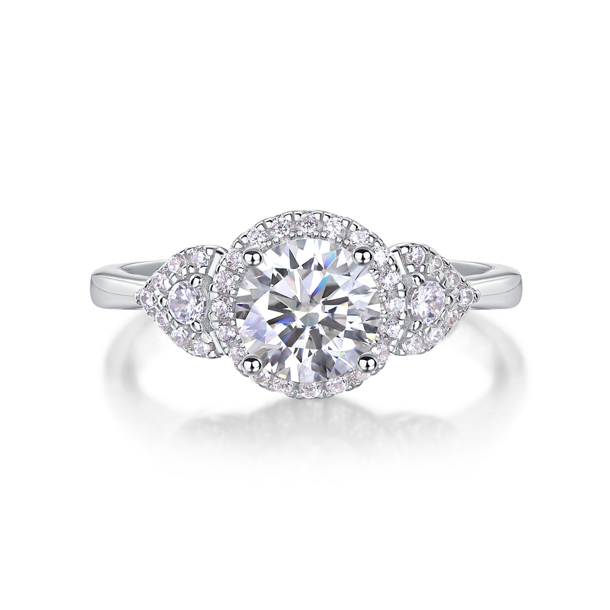 1.5 Carat Round-Cut VVS1 Moissanite Engagement Ring – 925 Silver