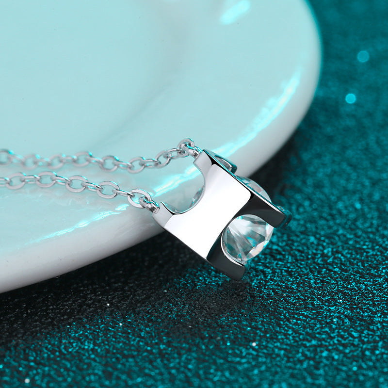 925 Sterling Silver Bull Head Moissanite Necklace