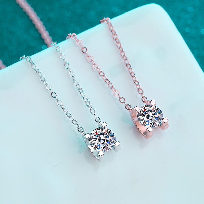 925 Sterling Silver Bull Head Moissanite Necklace