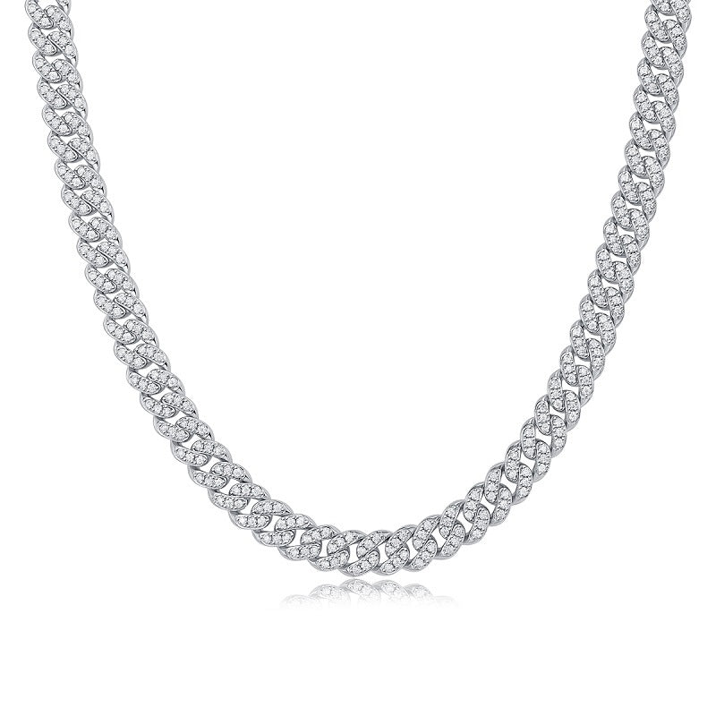 VVS1 Moissanite Iced Cuban Link in 925 Sterling Silver