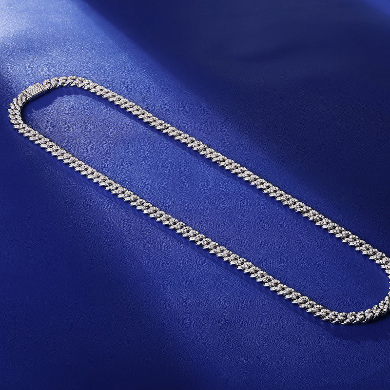 VVS1 Moissanite Iced Cuban Link in 925 Sterling Silver