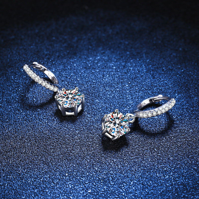 925 Silver Six-claw Moissanite Earrings