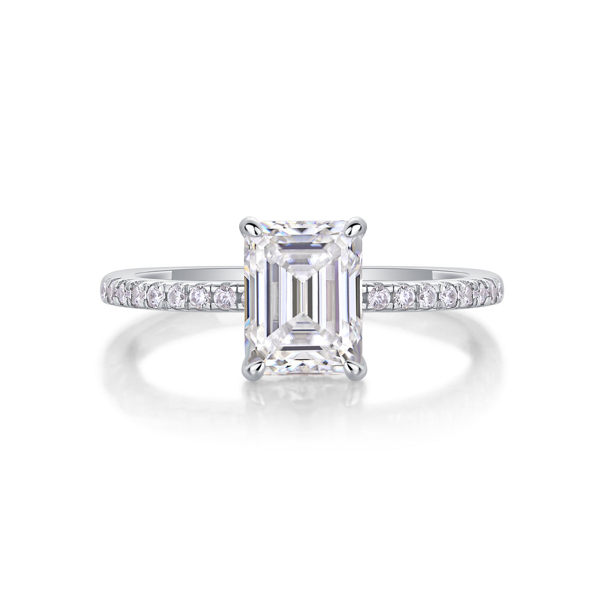 1.5CT VVS1 Emerald-Cut Moissanite Solitaire Ring