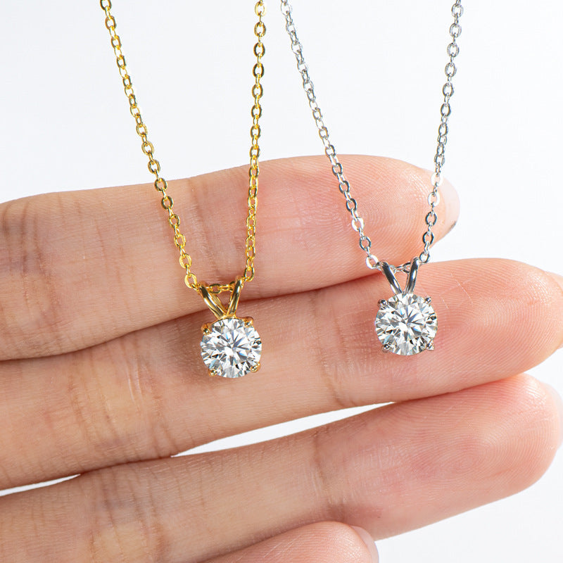 925 Silver Moissanite Necklace Clavicle Chain