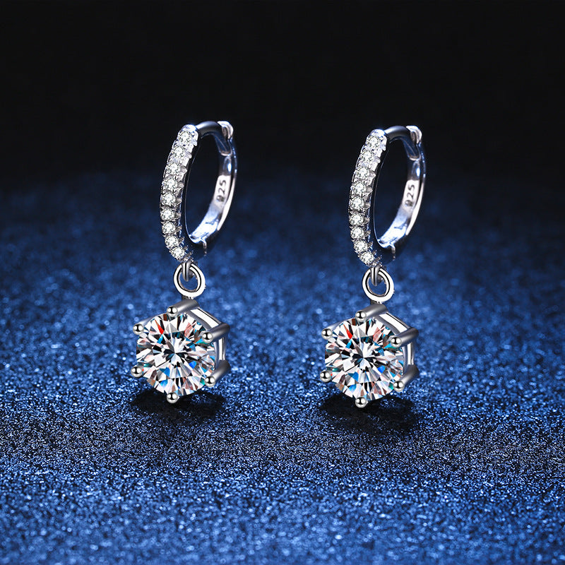 925 Silver Six-claw Moissanite Earrings