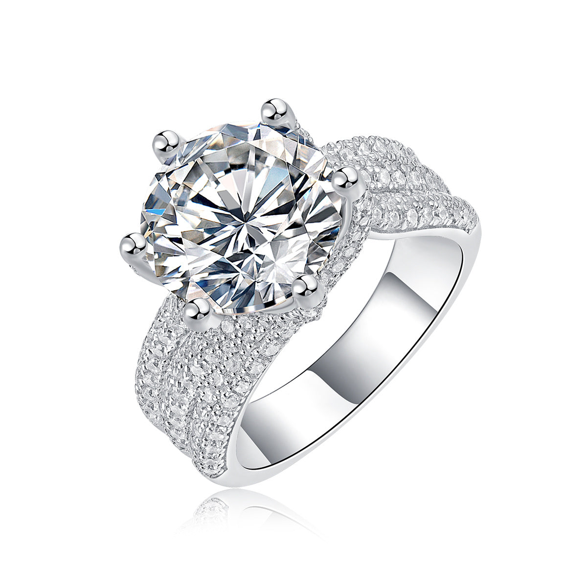 5CT VVS1 Moissanite Statement Ring in 925 Sterling Silver
