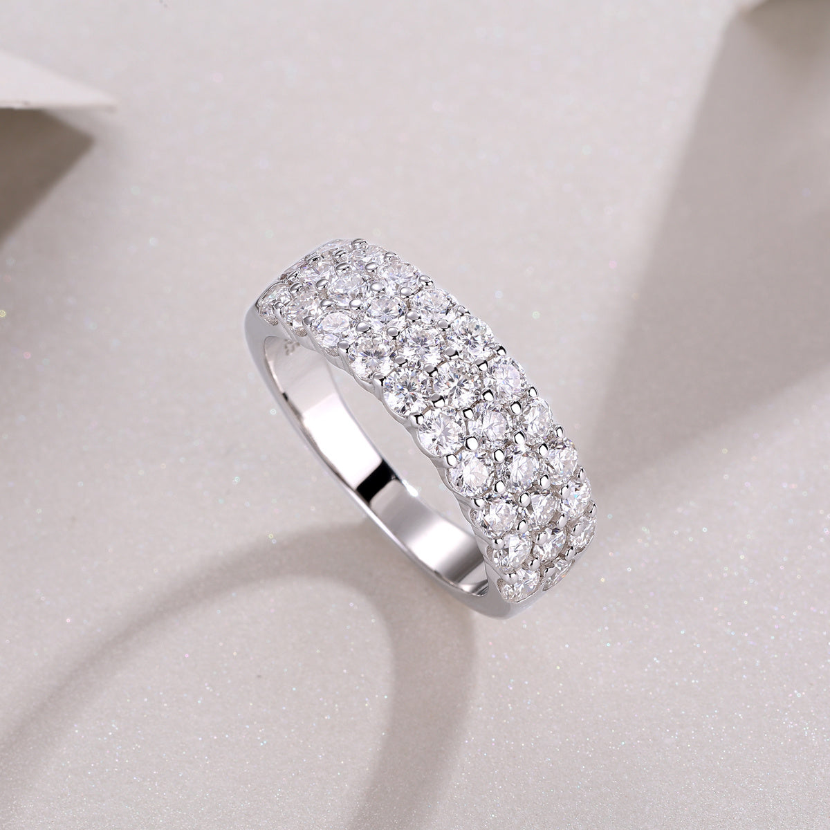 VVS1 Moissanite Statement Band in 925 Sterling Silver