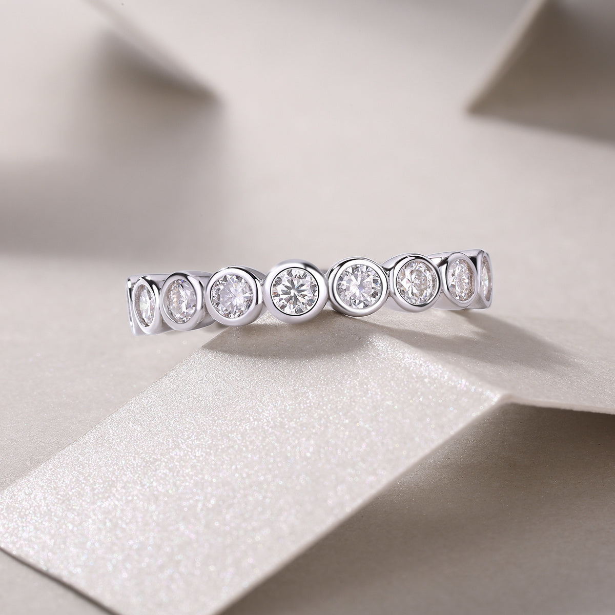 VVS1 Moissanite Band Ring in 925 Sterling Silver