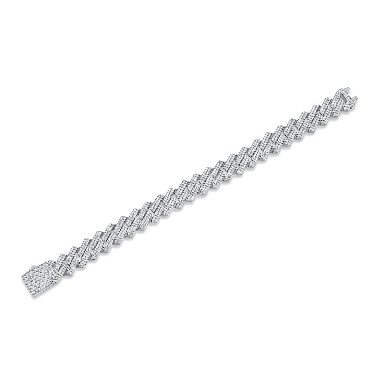 VVS1 Moissanite Iced Cuban Link Bracelet in 925 Sterling Silver