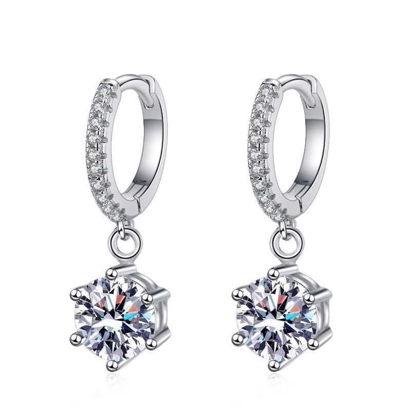 925 Silver Six-claw Moissanite Earrings