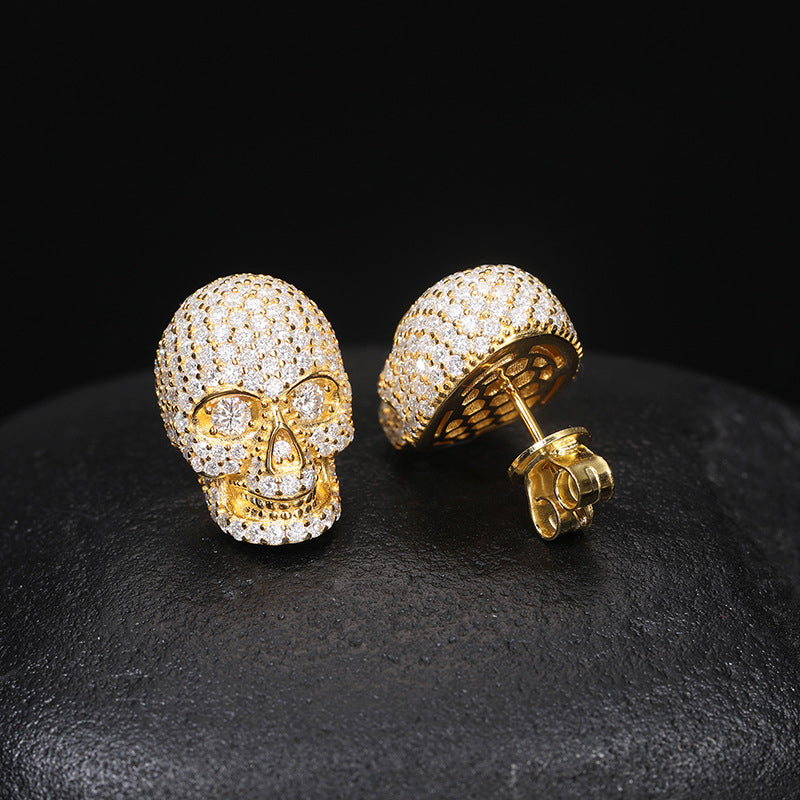 VVS1 925 Silver Skull Moissanite Stud Earrings