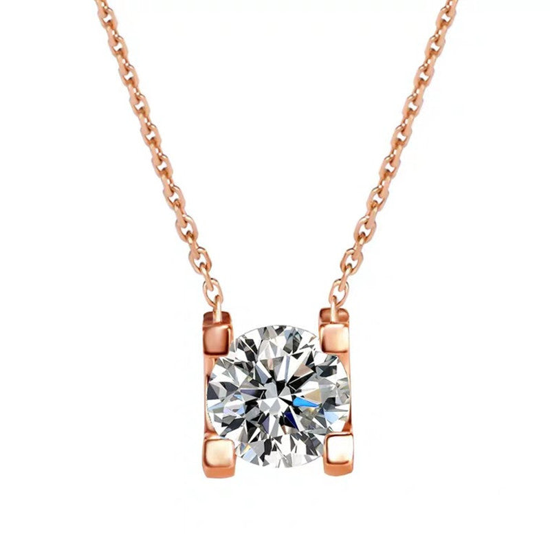 925 Sterling Silver Bull Head Moissanite Necklace