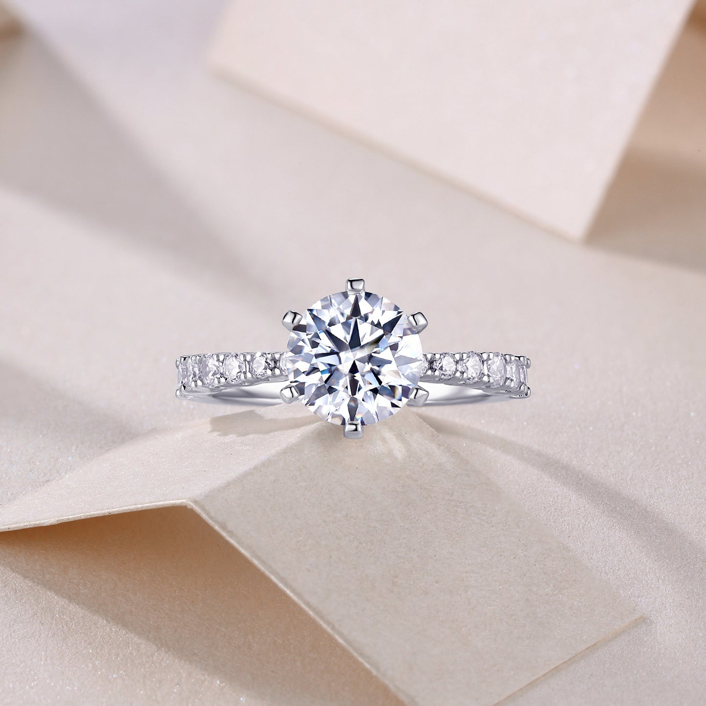 2CT VVS1 Moissanite Engagement Ring set in 925 Sterling Silver