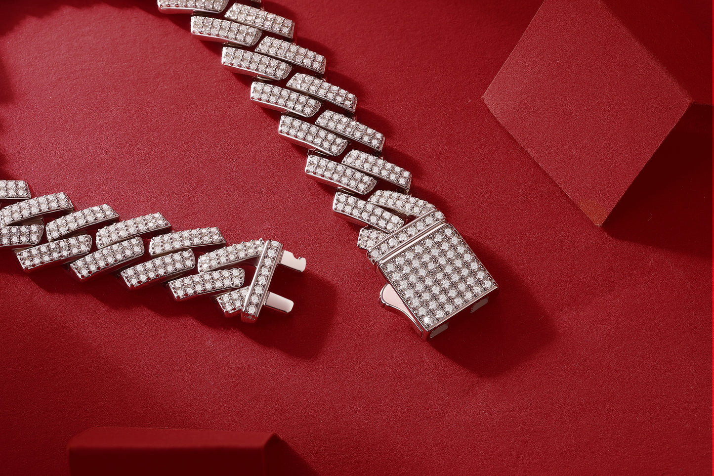 VVS1 Moissanite Iced Cuban Link Bracelet in 925 Sterling Silver