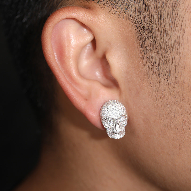 VVS1 S925 Silver Skull Moissanite Stud Earrings