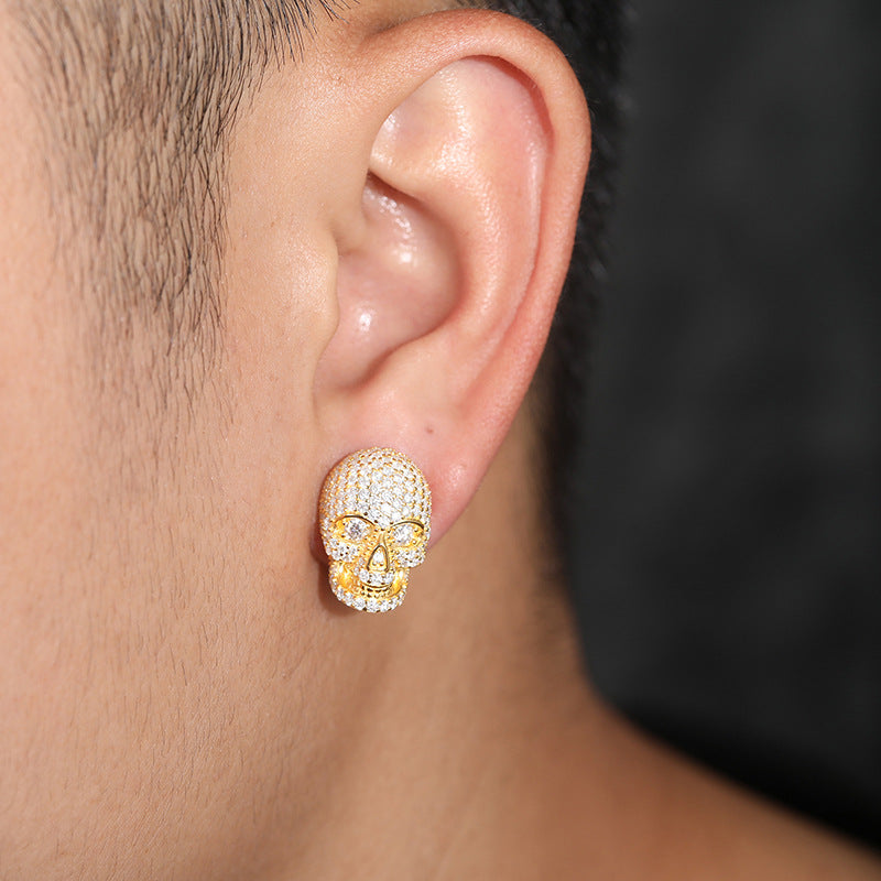 VVS1 S925 Silver Skull Moissanite Stud Earrings