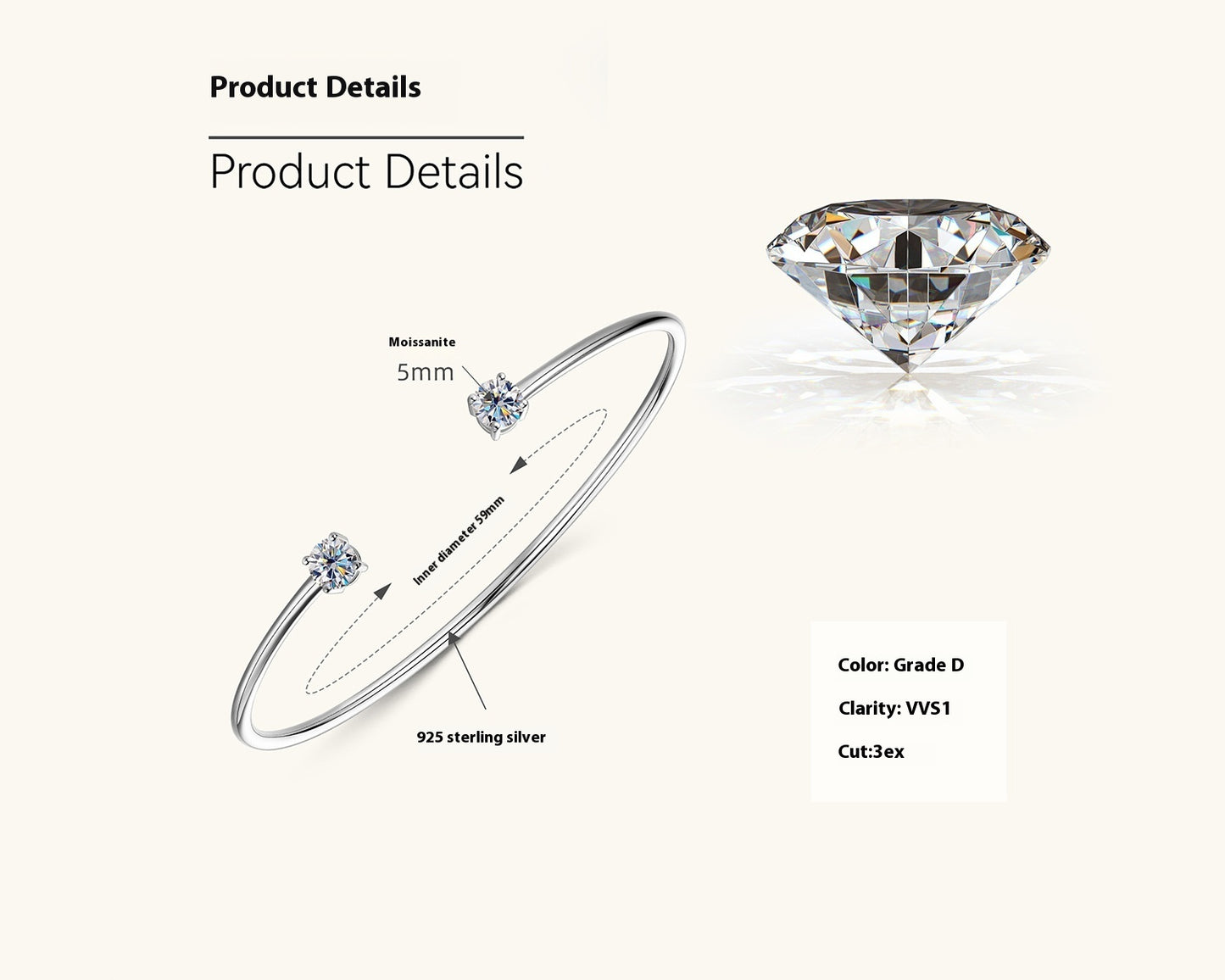 925 Silver Moissanite Bracelet