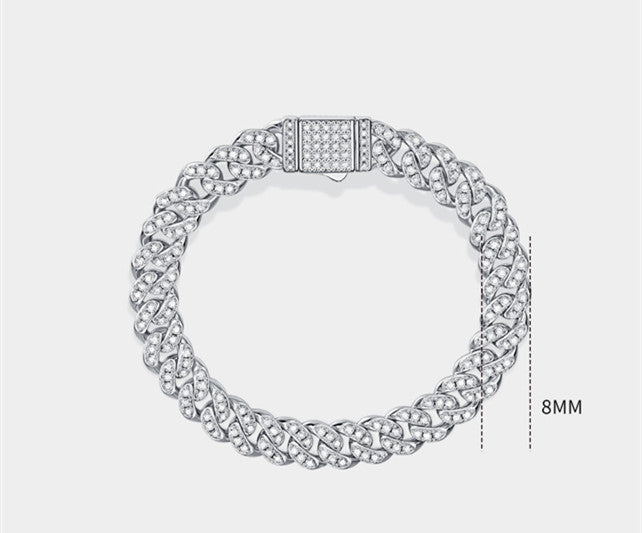 VVS1 Moissanite 925 Silver Cuban Link Bracelet