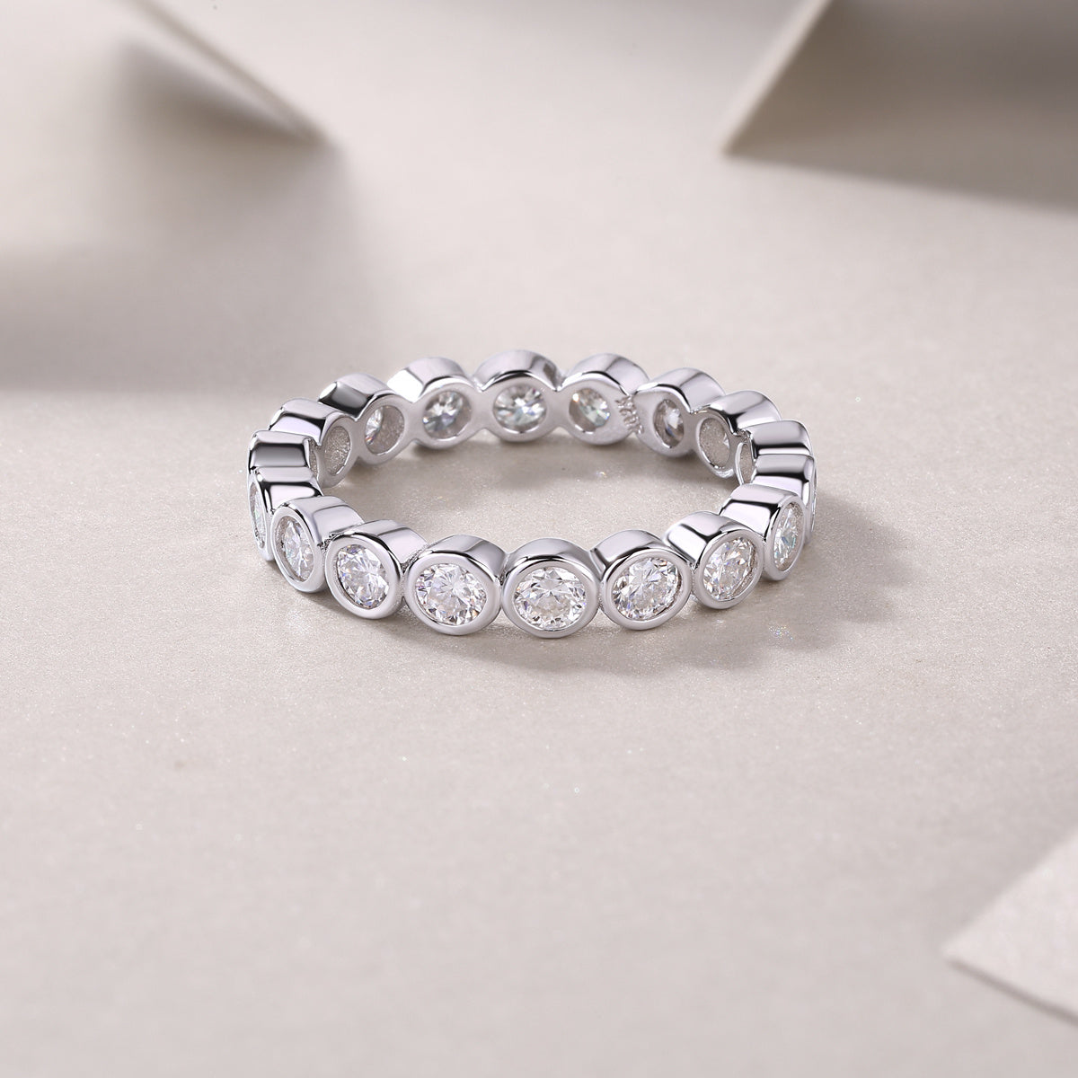VVS1 Moissanite Band Ring in 925 Sterling Silver