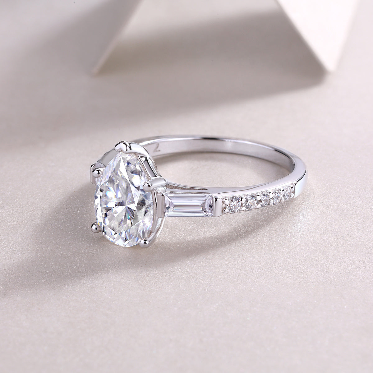 2CT VVS1 Moissanite Engagement Ring with Pavé Band – Set in 925 Sterling Silver