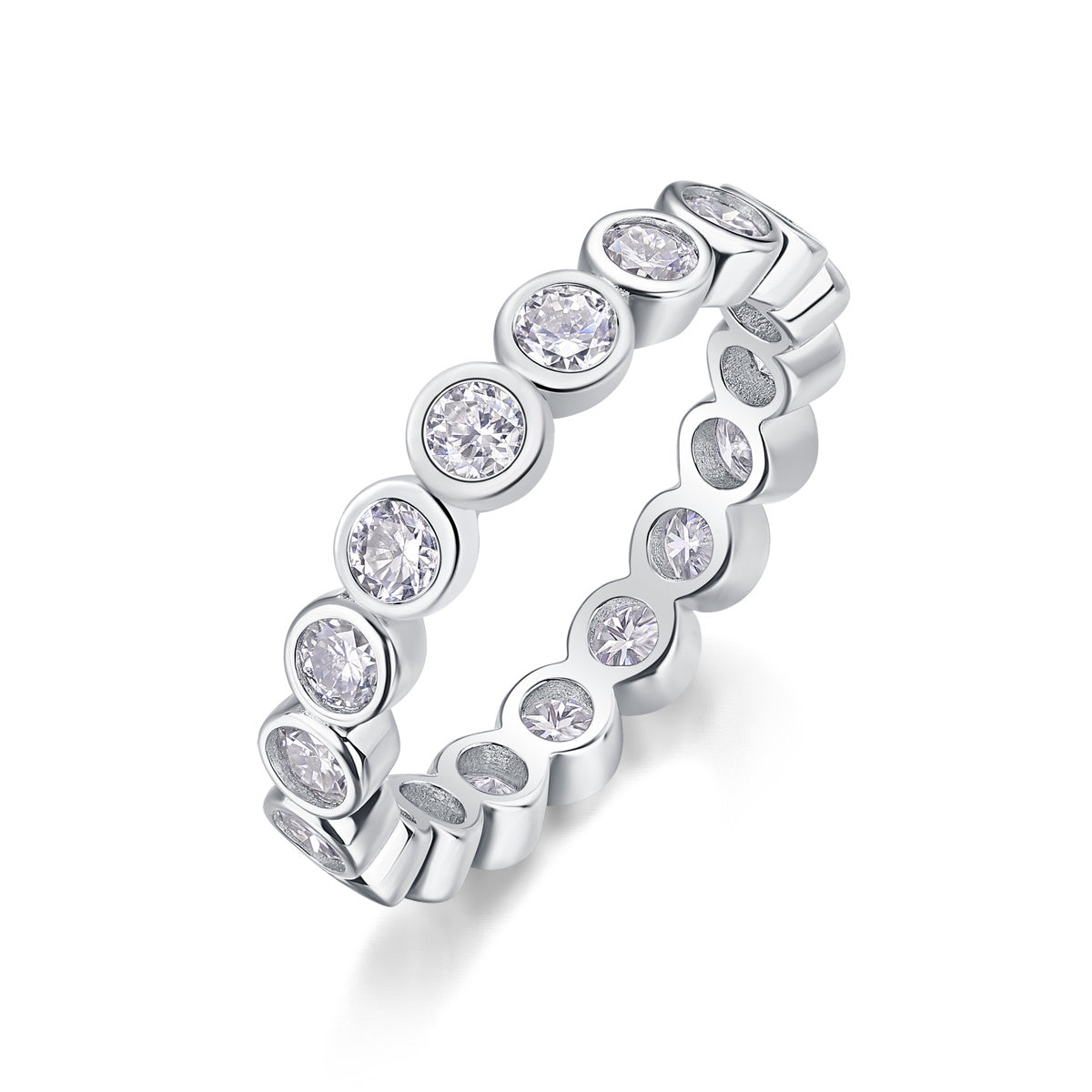 VVS1 Moissanite Band Ring in 925 Sterling Silver