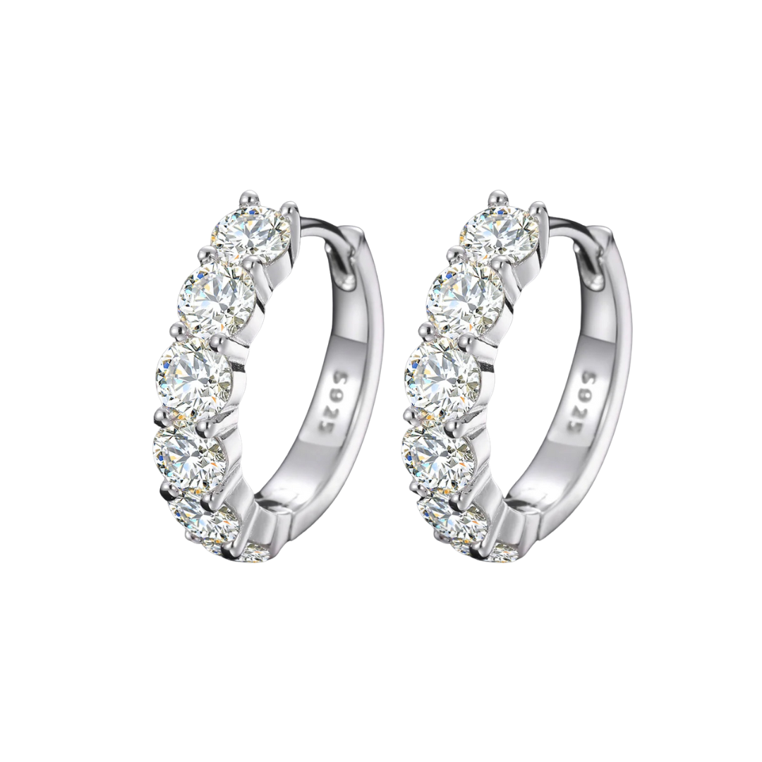 925 Silver Moissanite Huggie Earrings