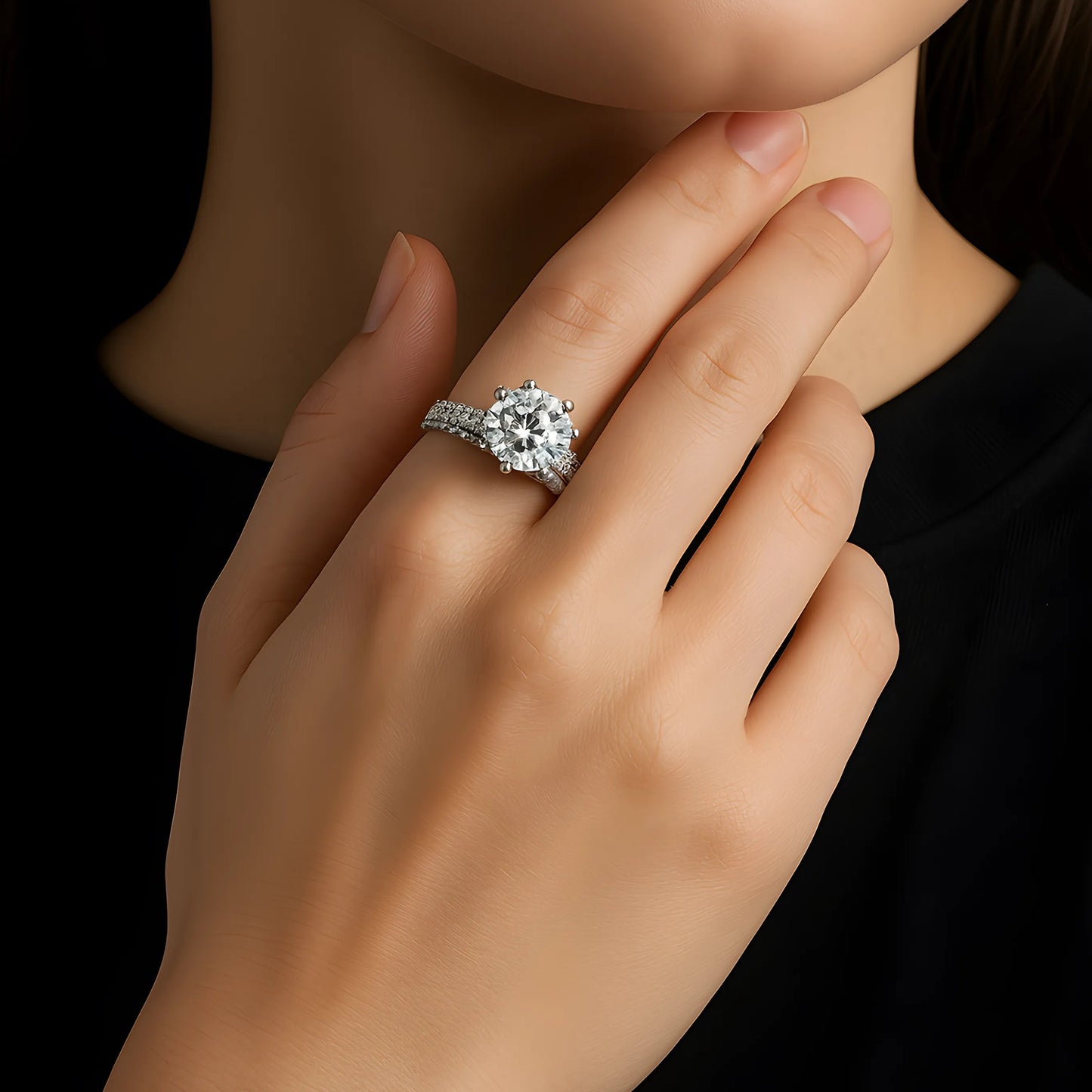 5CT VVS1 Moissanite Statement Ring in 925 Sterling Silver
