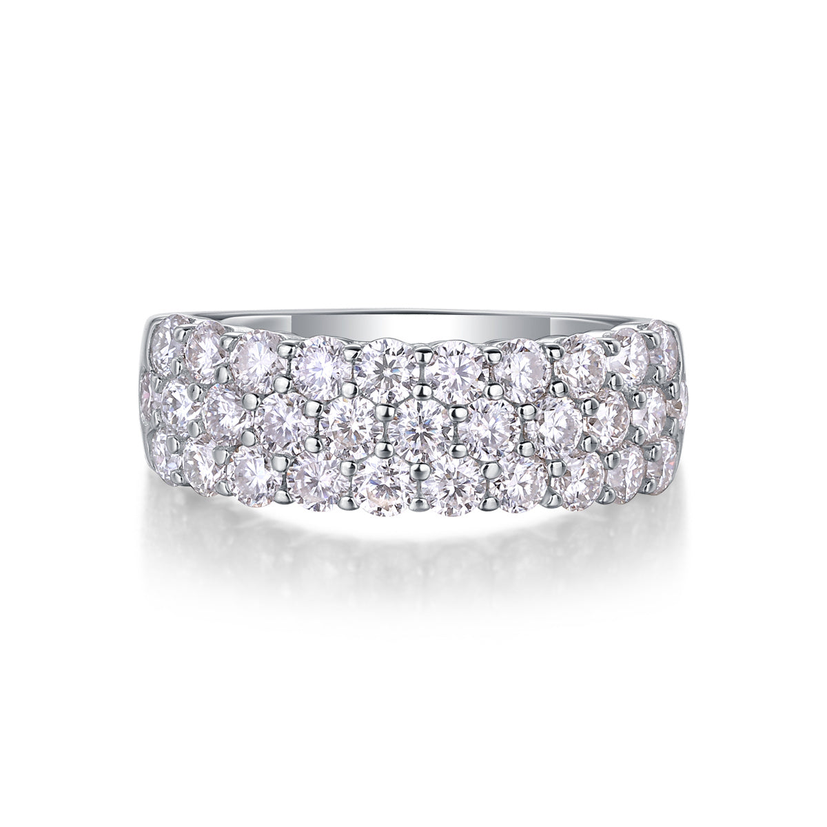 VVS1 Moissanite Statement Band in 925 Sterling Silver