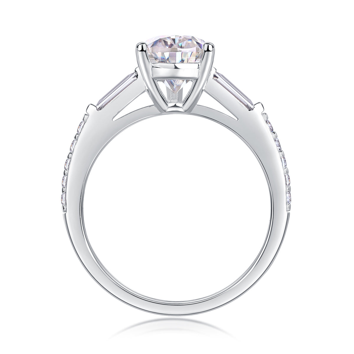 2CT VVS1 Moissanite Engagement Ring with Pavé Band – Set in 925 Sterling Silver
