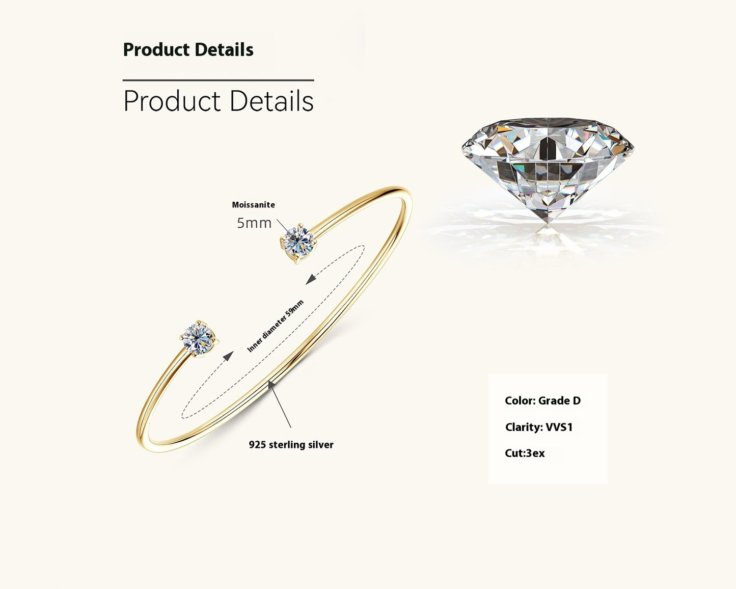 925 Silver Moissanite Bracelet