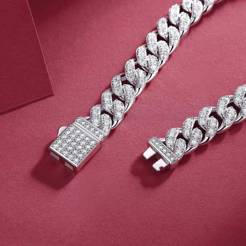 VVS1 Moissanite 925 Silver Cuban Link Bracelet