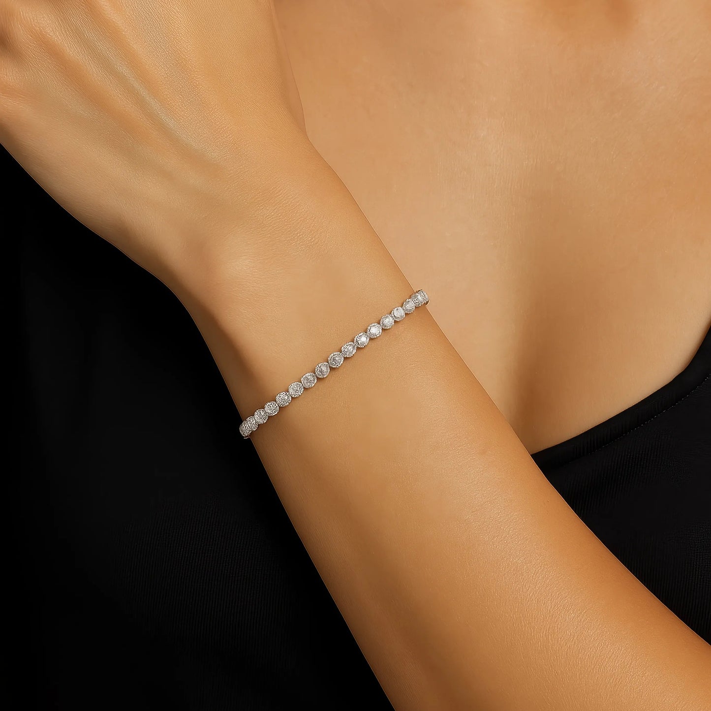VVS1 Moissanite Galaxy Dream Bezel Bracelet set in 925 Sterling Silver