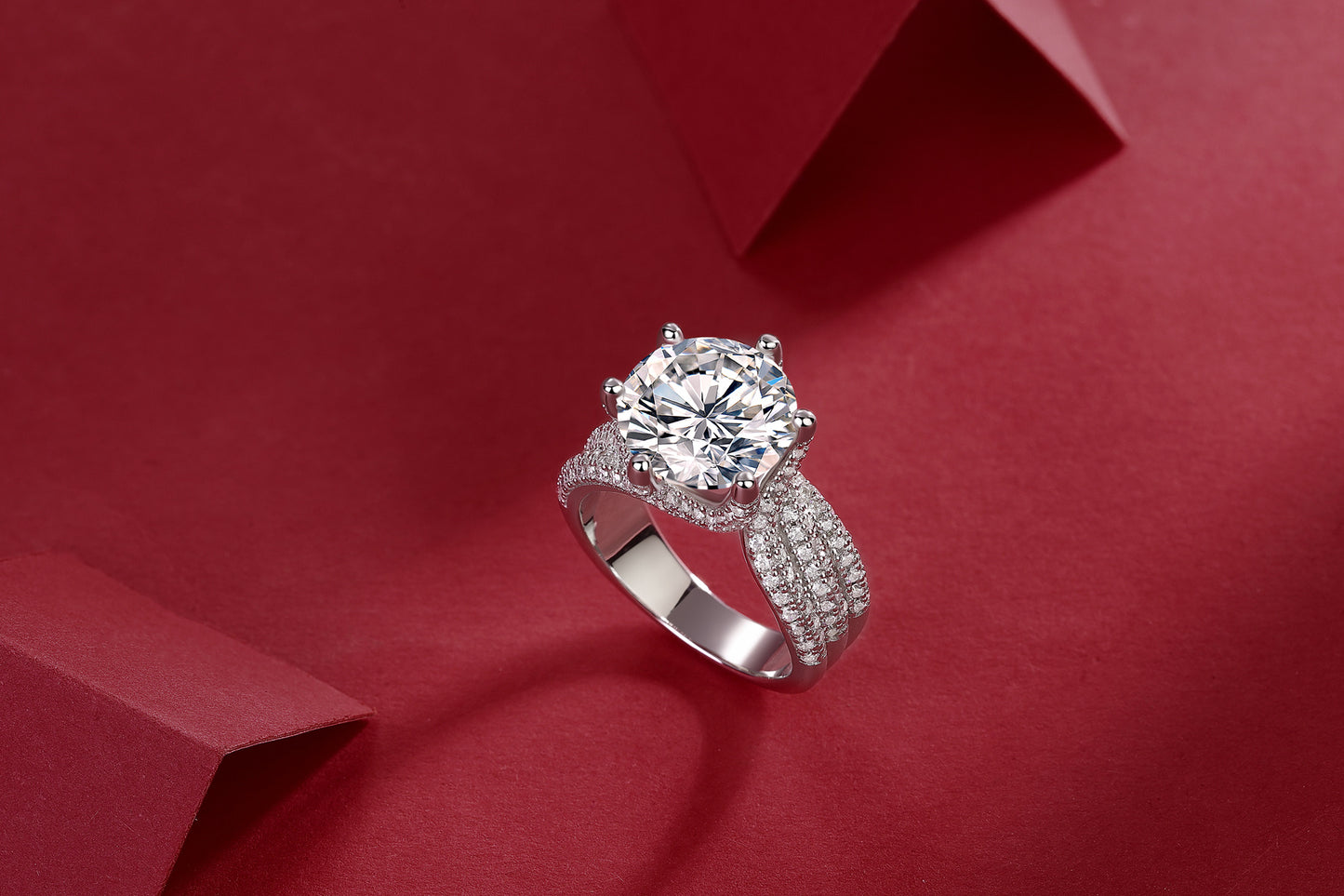 5CT VVS1 Moissanite Statement Ring in 925 Sterling Silver