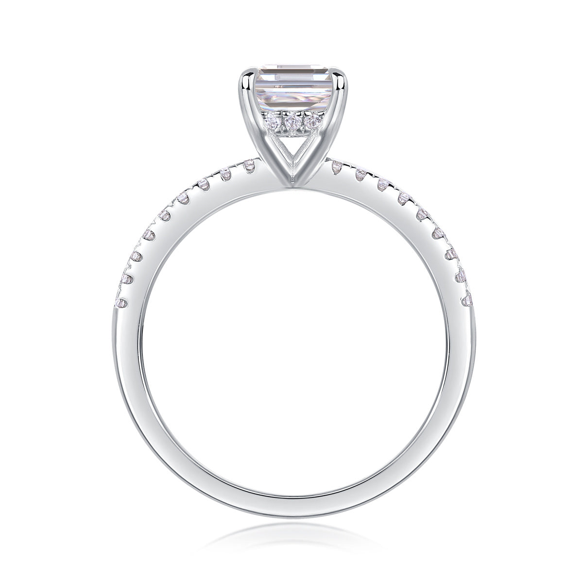 1.5CT VVS1 Emerald-Cut Moissanite Solitaire Ring