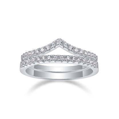 VVS1 Moissanite Ring Set – 925 Sterling Silver, Dainty Pavé Style