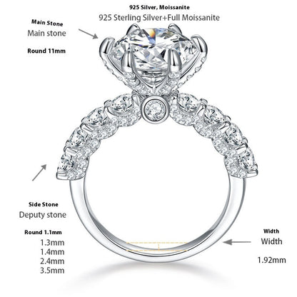 925 Silver 5 Carat VVS1 Moissanite Engagement Ring