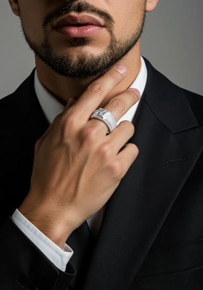 925 Silver VVS1 Moissanite Men's Ring