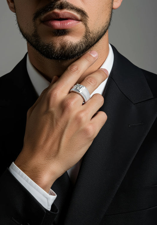 925 Silver VVS1 Moissanite Men's Ring