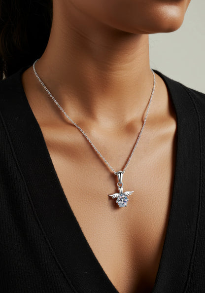 925 Silver Moissanite Angel Wings Necklace