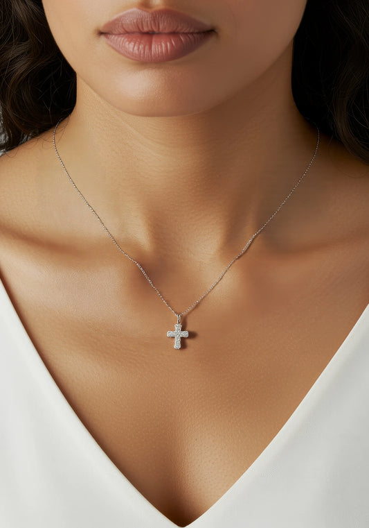 925 Silver Cross Moissanite Necklace