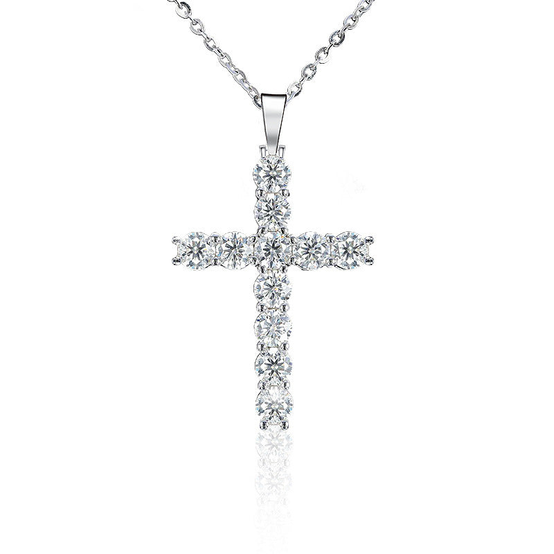 Moissanite 925 Sterling Silver Cross Necklace Pendant